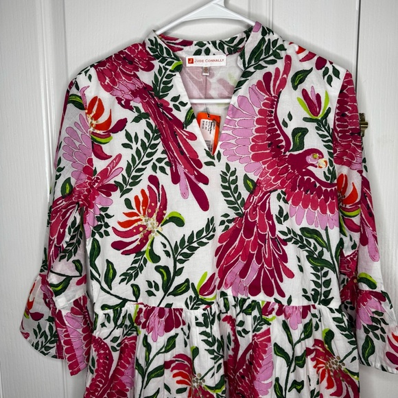 Jude Connally Whimsy Parrot Spring Pink Dress - Picture 3 of 6